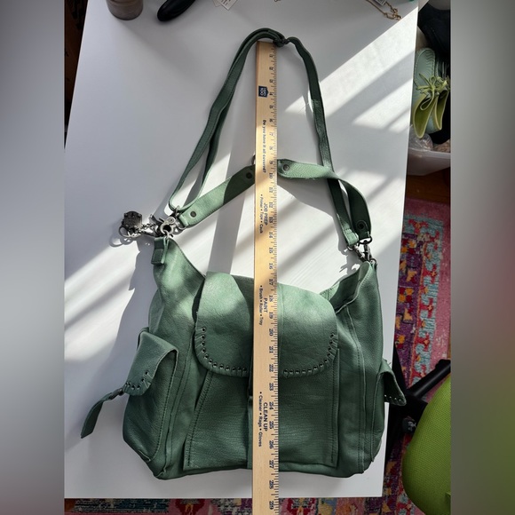 Free People We The Free Leigh Distressed Leather Tote Secret Sage Full Size - Picture 11 of 13